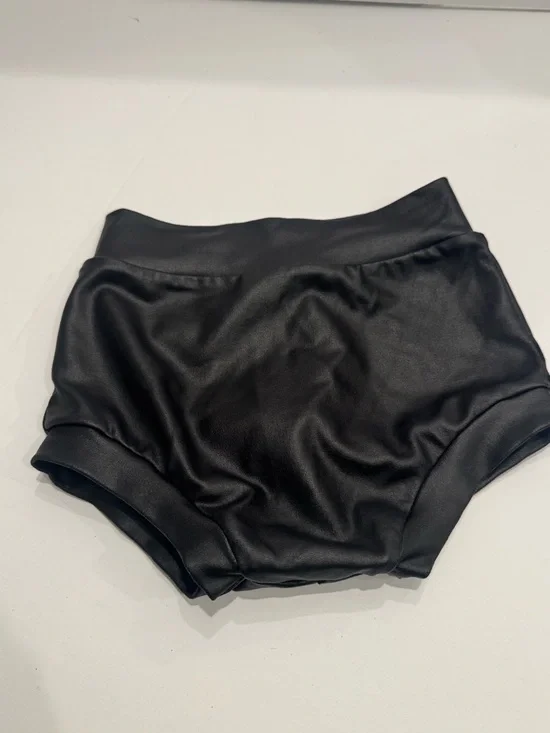 Baby Bummies - Black Faux Leather High-Waist Shorts - Picture 2 of 2